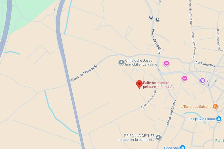 Parlierne Peinture : Carte et Localisation La Palme Carte affichant l'emplacement de Parlierne peinture - peinture intérieur /... près du Chemin du Muscat et de Christophe Josse Immobilier La Palme.